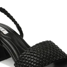 ELLE Textured Square Toe Block Heels With Backstrap image 4