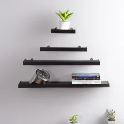 craft tree Mango Wood Floating Wall Shelf Set Of 4 In Brown Colour-picture-29