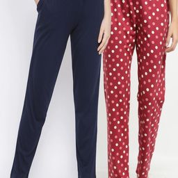 Kanvin Women Pack Of 2 Printed Cotton Lounge pants-image-78