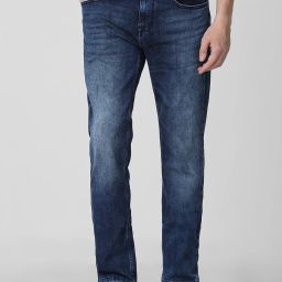 Men Tapered Fit Mid Rise Dark Blue Jeans-image-16