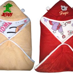 Embroidered, Printed, Solid Crib Hooded Baby Blanket for Mild Winter-image-68