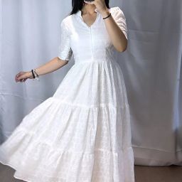 Solid Cotton Blend Stitched Anarkali Gown-picture-12