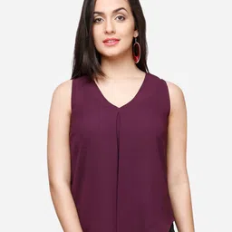 V&M V-Neck Sleeveless Crepe Top-image-88