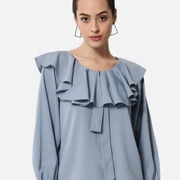 BAESD Puff Sleeves Ruffles Detail Top-image-56