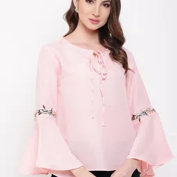 Mayra Tie-Up Neck Bell Sleeves Top-image-96