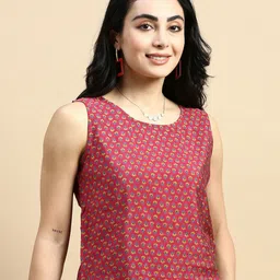 De Moza Floral Printed Round Neck Sleeveless Top-picture-10