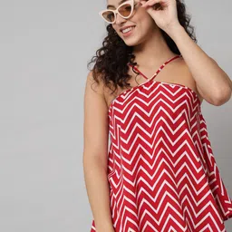 emeros Maroon Geometric Print Crepe Top-picture-21
