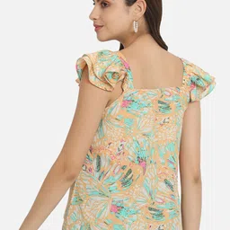 BAESD Multicoloured Floral Print Flutter Sleeve Crepe Top image 4