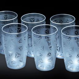 (Pack of 8) 100% Unbreakable Curved Shape Prism Pattern Water Juice Drinking Glasses Set Of 8 ( Clear,Plastic) Glass Set Water/Juice Glass-image-95