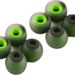 YTM 8 Pcs (4 Pair) Green , Grey Double Color Original Silicone Rubber Earbuds Eartips Earpads Earplugs for Replacement in Earphones In The Ear Headphone Cushion-83
