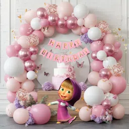 Pink White Birthday Party Decoration Set.-image-25