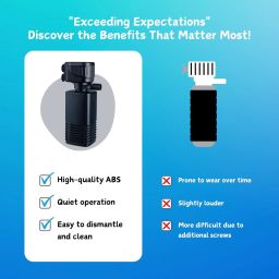 kickat Aquarium Filter Pump 1000 L/H 3 in 1 High Power Oxygen Filteration System(15W) Power Aquarium Filter image 4