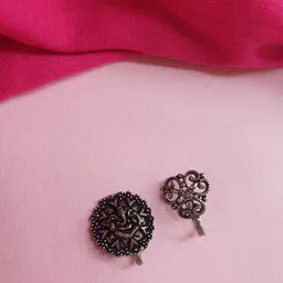 FIROZA Set Of 2 Oxidised Silver-Toned Nosepins-picture-35