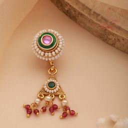 Aadvik Designs Gold-Plated Kundan Studded & Beaded Nosepin-image-19