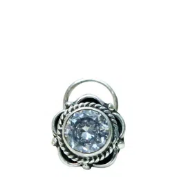 Abhooshan 92.5 Sterling Silver Tribal Boho Cubic Zirconia Studded Nose Pin With wire-picture-36