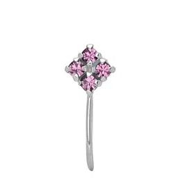 Abhooshan Pure 92.5 Sterling Silver Cubic Zirconia Stud Nosepin-14