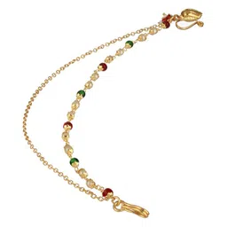 Aadvik Designs Gold-Plated Stone-Studded and Beaded Chained Nosepin image 5
