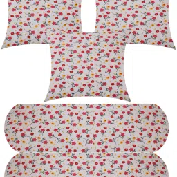 3 Cushion And 2 Bolster Microfibre Floral Bolster Pack of 5-image-21