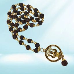 5 Mukhi Rudraksha Mala One Gram Gold-plated Beads Brass, Wood Pendant-image-85