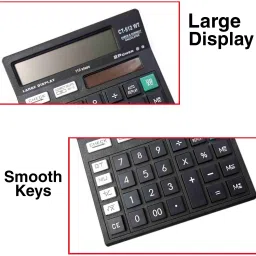 heinriched Electronic Calculator CT-512 WT N for Office and Home with 2 Way Power Big Display Solar & Battery and Auto Replay 112 Steps Check Black Color Antibreak Model BasicCalculator image 2