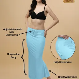 Shayonam and Shayonam Fishcut Saree Shapewear Sky Blue Lycra Bland Petticoat Lycra Blend Petticoat-image-11