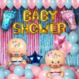 Baby Shower Decoration Items Set with Balloon, Star Foil-image-46