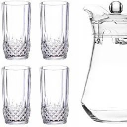 Italian Premium Water, Juice Jug 1.3 Litter and 6 Pcs 275ML Glass Combo Set Jug Glass Set-19