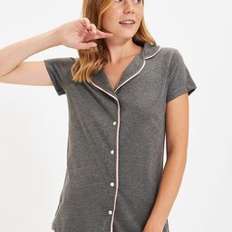 Trendyol Women Charcoal Grey Solid Night Suit-image-64