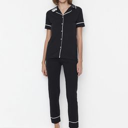 Trendyol Women Black & White Pure Cotton Night suit-image-97