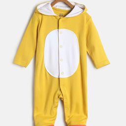 MINI KLUB Infant Kids Yellow & White Colourblocked Pure Cotton Sleepsuit-image-38