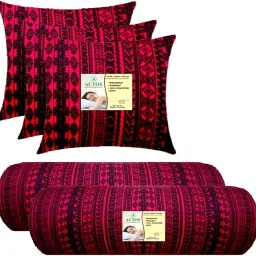 3 Cushion And 2 Microfibre Geometric Bolster Pack of 5-image-50