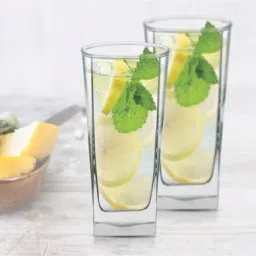 (Pack of 2) JG (Pack of 2) Square Istanbul 315 ml Water and Juice Glass, Ideal for for Water, Wine, Beer, Cocktails and Mixed Drinks, Glass Set (315 ml, Glass) Glass Set Water/Juice Glass-image-3