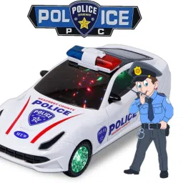 Powered Police 3D Car Toy | Battery Operated car Kids Musical Toy and Rotation-12