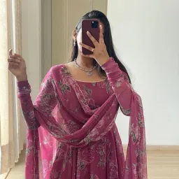 Floral Print Georgette Stitched Anarkali Gown-image-75