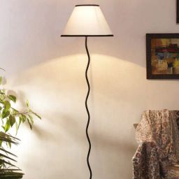 White & Black Cottan Fabric Shade Club Floor Lamp With Iron Base By New Era-picture-7