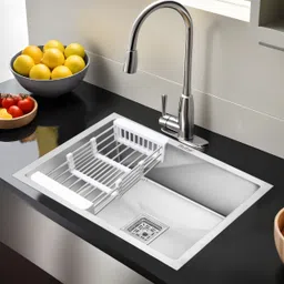 ruhe Handmade Exclusive Single Bowl 20x17x9 Inches Kitchen Sink |Stainless Steel| (20x17x9 Inches) Matt Finish |Including Sink Coupling|Waste Pipe|Fruit Basket Vessel Sink-picture-4