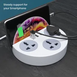 cilesis Multi Socket Power Plate with USB Charger & Mobile Holder 3 AC Sockets image 3