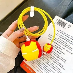 Epaal 4 pcs 3D IRONMAN Case & Winder for 18W 20W iPhone 14 13 12 11 Adapter, Charging Cable Protector-image-69