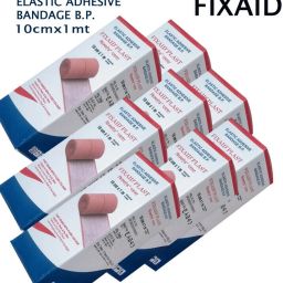 fixaid Elastic Adhesive Bandage B.P. 10cm*1m (Stretched) | Adhesive Bandage Pack of - 8 Crepe Bandage image 2