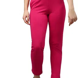 lyra Women Regular Fit Pink Cotton Blend Trousers-picture-5