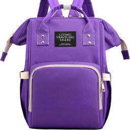 Diaper Bags For Mom And Dad Kids Travel Waterproof And Large Capacity-Purple Diaper Bag-image-17