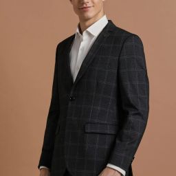 Men Checkered Single Breasted Formal Blazer-image-41
