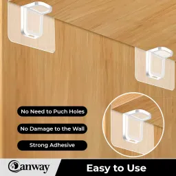 canway 6 Pieces L shape shelf clamp Adhesive Support Shelf Bracket Non-Perforated Wardrobe Partition Layer Fixed Paste Hook Shelf Support Bracket Adhesive Pegs Closet Cabinet Layered Partition Angle Support Clips Hook 6 image 4