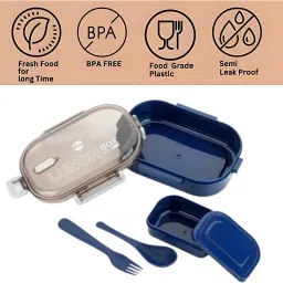 arcyu Rectangle Classy 2 Section Lock With Spoon & Fork Lunch Box For School & Office 1 Containers Lunch Box image 2
