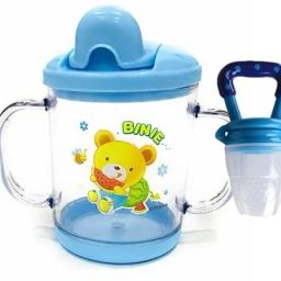 BPA Free Unbreakable Sippy Cup (Sipper Mugs for Kids/Children/Babies/Infants) with Handles 200 ml and Baby Fruit Feeder Pacifier- Choose Your Color-25