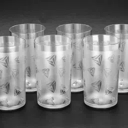 (Pack of 6) Plastic Prism Pattern Transparent 6 Glass Set Water/Juice Glass-image-73