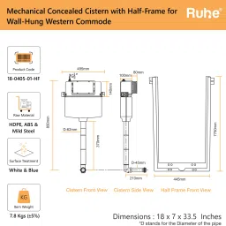ruhe In-Wall Mechanical Concealed Cistern for Western Commode with Half Frame Dual Flush Tank image 3