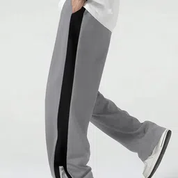 jump cuts Men Colorblock Grey Track Pants-picture-35