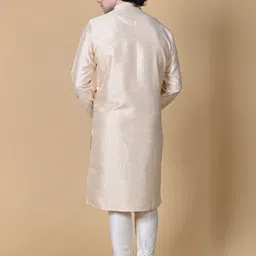MAAHI FABS Men Peach-Coloured Ethnic Motifs Embroidered Regular Sequinned Kurta with Churidar image 4