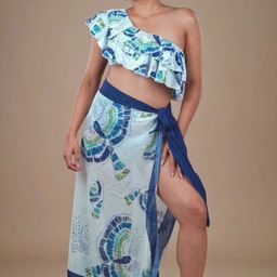 WomanLikeU Floral Printed Swim Bikini Set With Sarong-picture-21